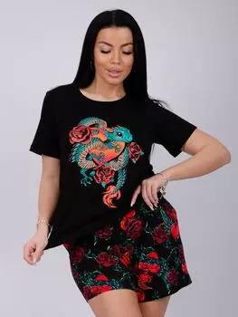 Жен. пижама с шортами "Джису" Антрацит р. 44