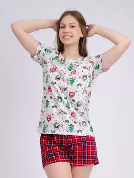 Жен. пижама с шортами "Праздник" Красный р. 46