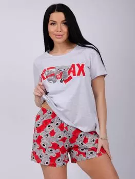 Жен. пижама с шортами "Релакс" Красный р. 44