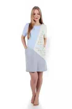 Жен. платье арт. 16-0256 Желто-голубой р. 52