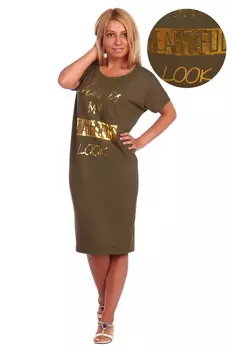 Жен. платье арт. 17-0027 Хаки р. 52