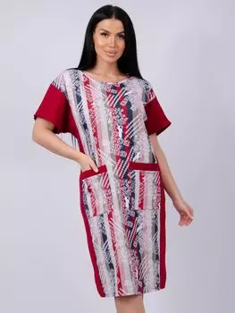 Жен. платье домашнее "Иволга" Бордовый р. 56
