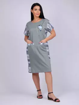 Жен. платье домашнее "Иволга" Светло-серый р. 52