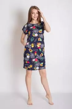 Жен. платье домашнее "Карамелька" Темно-синий р. 50