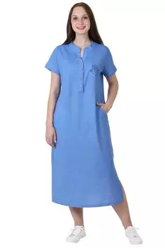 Жен. платье "Лен" Голубой р. 50