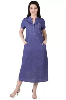 Жен. платье "Лен" Синий р. 50