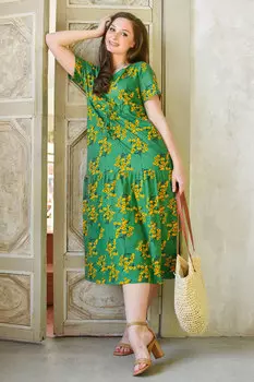 Жен. платье "Мимоза" Зеленый р. 48