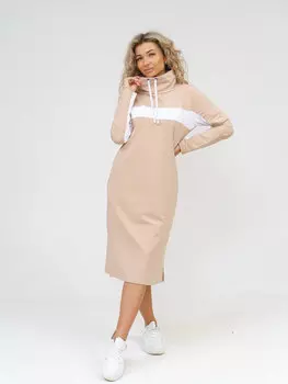 Жен. платье повседневное "арт. 16-0896 Бежевый" р. 52