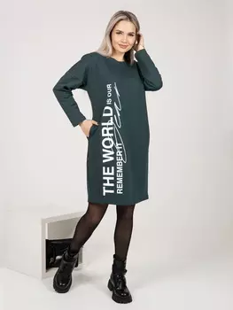 Жен. платье повседневное арт. 17-0402 Темно-зеленый р. 52