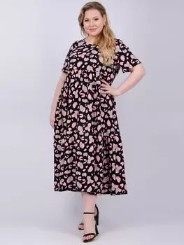 Жен. платье повседневное "Диона" Персиковый р. 58