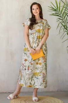 Жен. платье повседневное "Кострома" Желтый р. 52