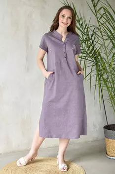 Жен. платье повседневное "Лен Капучино" р. 54