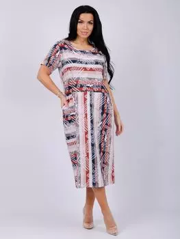 Жен. платье повседневное "Линда" Красный р. 52