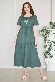 Жен. платье повседневное "Майский букет Зеленый" р. 46
