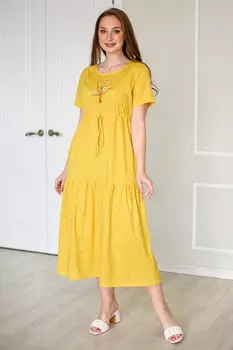 Жен. платье повседневное "Майский букет" Желтый р. 48