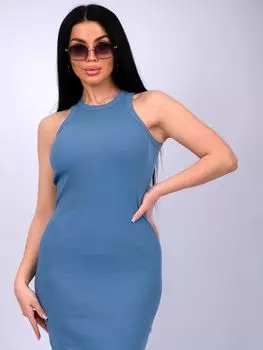 Жен. платье повседневное "Мила" Голубой р. 48