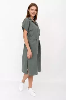 Жен. платье повседневное "Милитари" Хаки р. 58
