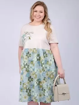 Жен. платье повседневное "Олеся" Зеленый р. 54