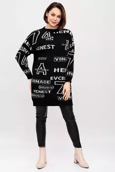 Жен. платье повседневное "Ретро" Черный р. 44