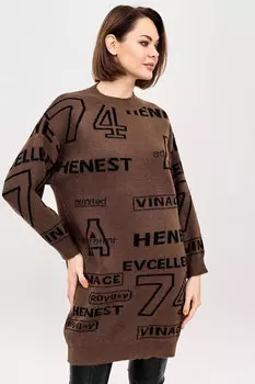 Жен. платье повседневное "Ретро" Коричневый р. 52