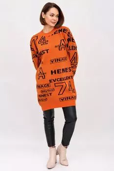 Жен. платье повседневное "Ретро" Оранжевый р. 44