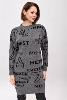 Жен. платье повседневное "Ретро" Серый р. 48