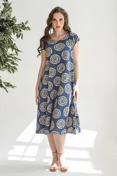 Жен. платье повседневное "Розовое лето" Синий р. 62