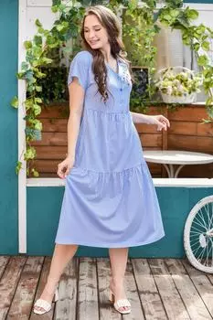 Жен. платье повседневное "Шалфей" Голубой р. 56