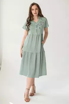 Жен. платье повседневное "Шалфей" Зеленый р. 48