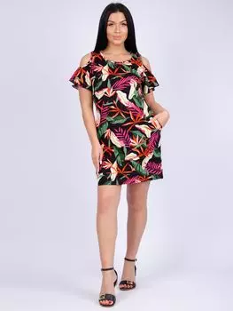 Жен. платье повседневное "Волан" Фуксия р. 44