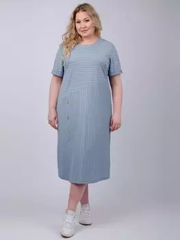Жен. платье повседневное "Волна" Серо-голубой р. 54