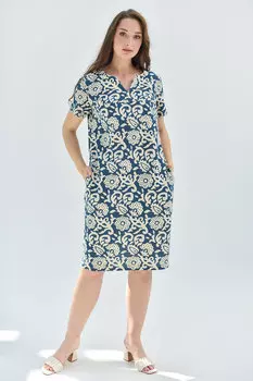 Жен. платье повседневное "Вологда" Синий р. 50