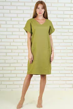 Жен. платье "Зелена" Оливковый р. 52