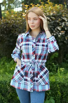 Жен. рубашка "Клетка" Бордовый р. 56