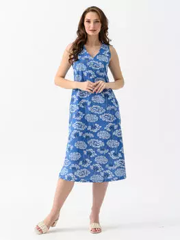 Жен. сарафан "Луговые цветы" Голубой р. 46