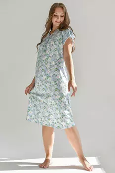 Жен. сорочка ночная "Полянка" Небесный р. 56