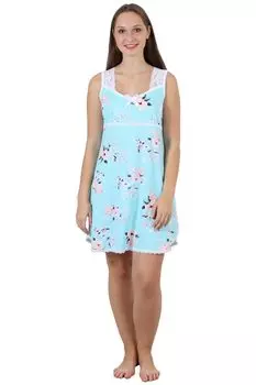 Жен. сорочка "Пионы" Голубой р. 48