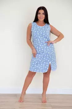 Жен. сорочка "Ромашки" Голубой р. 48