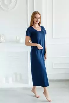 Жен. сорочка "Таинственные цветы" Темно-синий р. 44