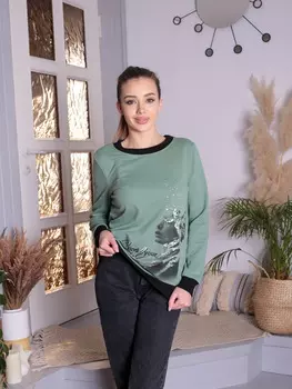 Жен. толстовка "арт. 17-0171 Оливковый" р. 48