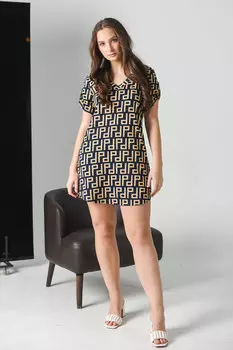 Жен. туника "Графика" Темно-синий р. 44