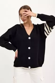 Жен. жакет "Полоса" Черный р. 48-54