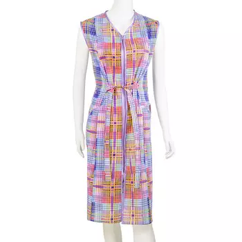 Женский халат "Шотландка в синем" на молнии с рельефом, размер 46