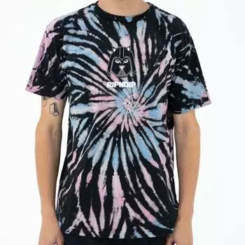 Футболка RIPNDIP Far Far Away Tee Black. Pink &amp; Blue Spiral Dye 2022