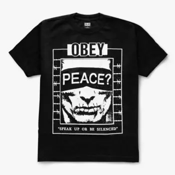 Хлопковая футболка OBEY Speak Up Off Black 2020