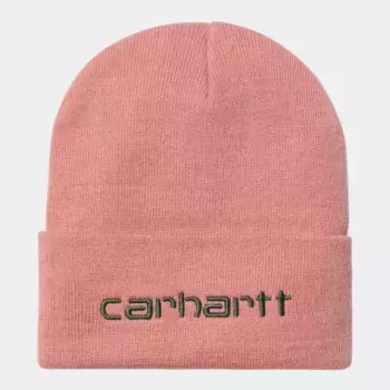 Шапка CARHARTT WIP Script Beanie FW25 Dusty Rose / Sycamore Tree