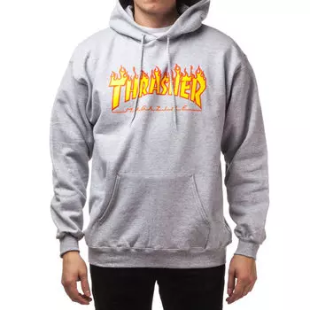 Толстовка THRASHER Flame Logo Hood Gray