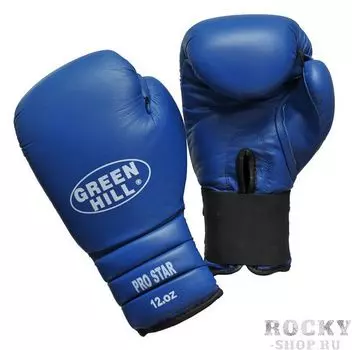 Боксерские перчатки pro star, кожа, 14 oz Green Hill