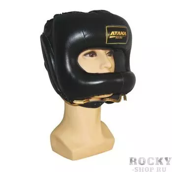 Боксерский шлем с бампером Ataka boxing leather Flamma