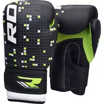 Детские боксерские перчатки RDX BLACK/GREEN , 6 oz RDX